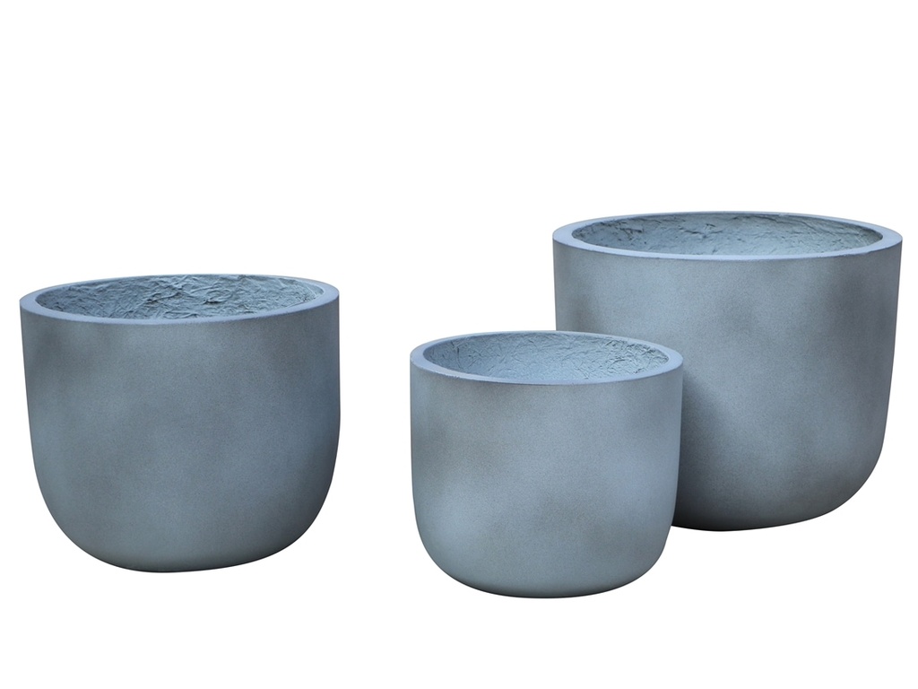 [FC-0119CLG-S3] REINFORCED FIBER STONE BOWL PLANTER, CONCRETE LIGHT GREY, SET OF 3- 16.5"X13.5", 14.0"X12.0", 12.0"X10.0"