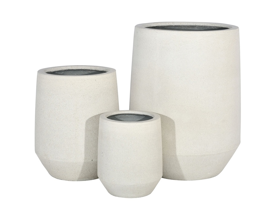 IVORY HEX PLANTER, WHITE SAND, SET OF 3- 21.0"X27.0", 15.5"X19.0", 11.0"X13.0"