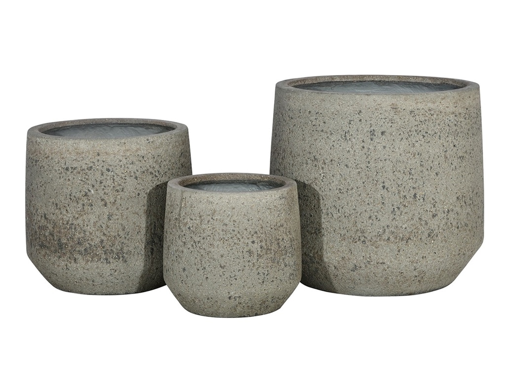 GEO PLANTER, GREY STONE, SET OF 3- 21.0"X19.0", 16.5"X15.0", 12.5"X11.0"