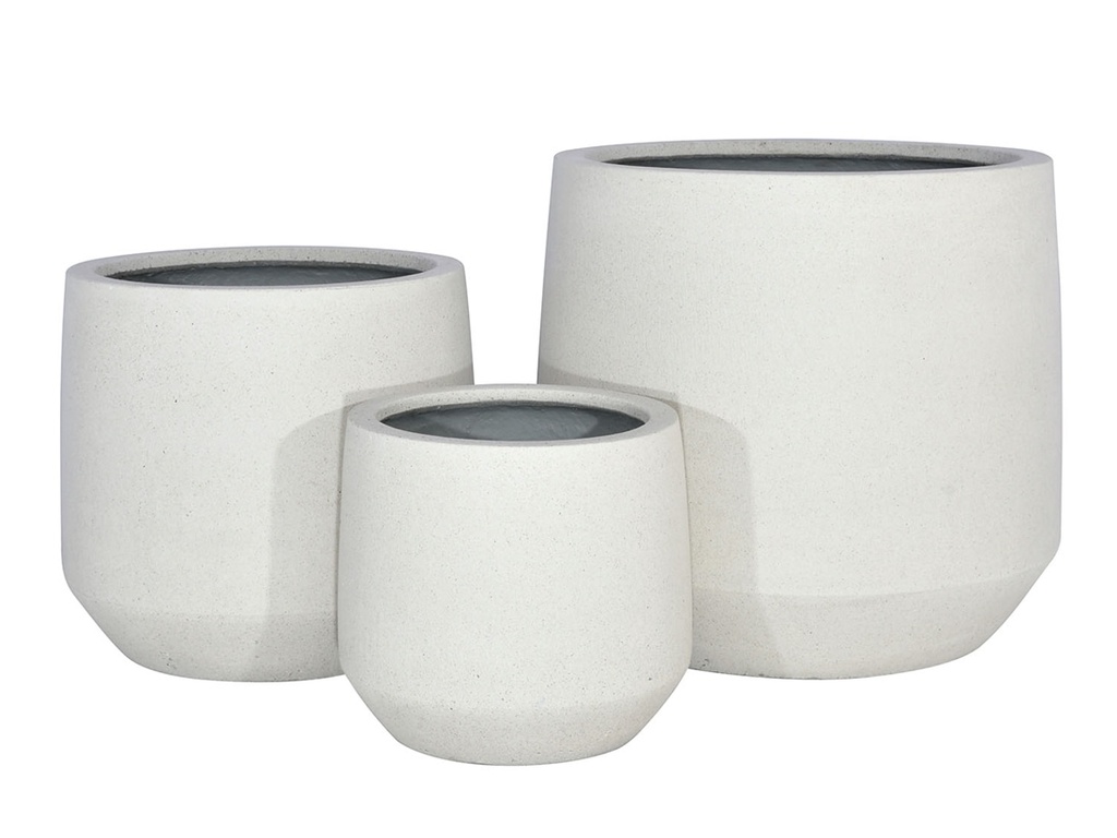 GEO POT, WHITE SAND, SET OF 3- 21.0"X19.0", 16.5"X15.0", 12.5"X11.0"