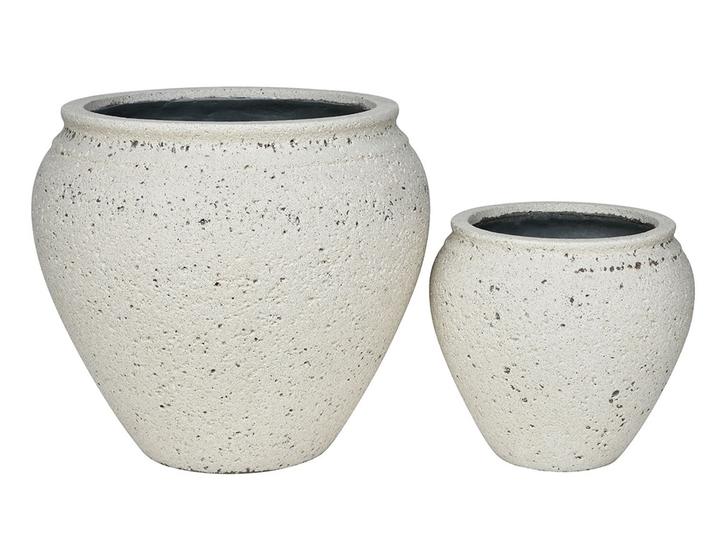 COLOSSAL PLANTER, IVORY NATURAL STONE, SET OF 2- 21.5"X19.0", 14.0"X13.0"