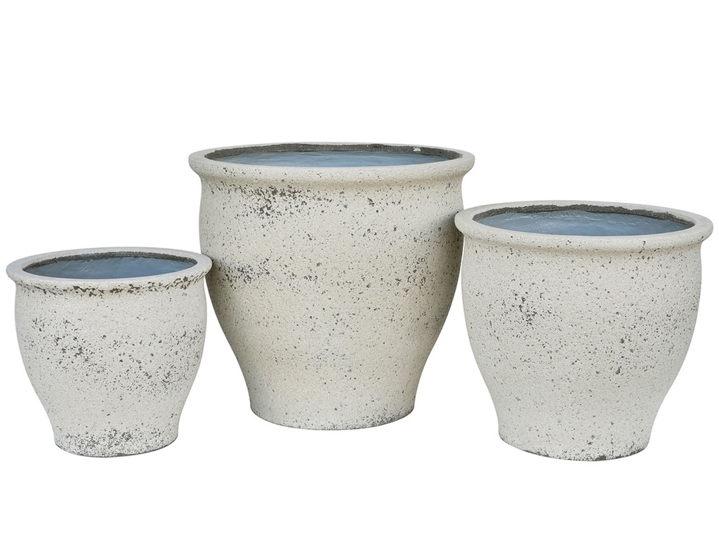 [FC-1204INS-S3] STONE BELL PLANTER, IVORY NATURAL STONE, SET OF 3- 25.0"X23.0", 20.5"X18.5", 16.5"X15.0"