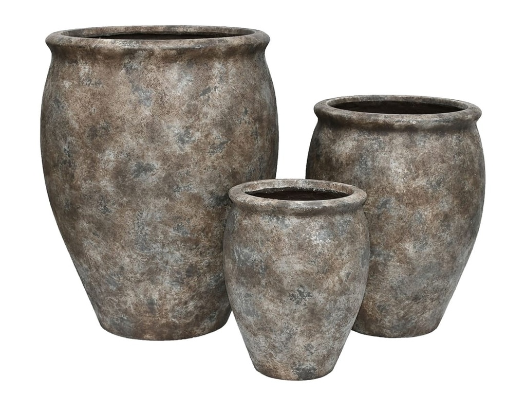 [FC-1206PTB-S3] TITAN JAR, PATINA BROWN,  SET OF 3- 21.5"X19.0", 15.5"X14.0", 11.5"X10.0"