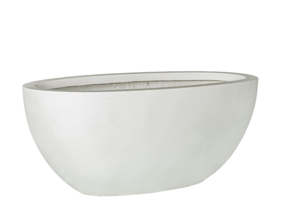 LOW OVAL PLANTER, WHITE POLY POLY FIBERS, SET OF 2-  25.5"X12.0"X10.0", 20.0"X9.0"X7.0"