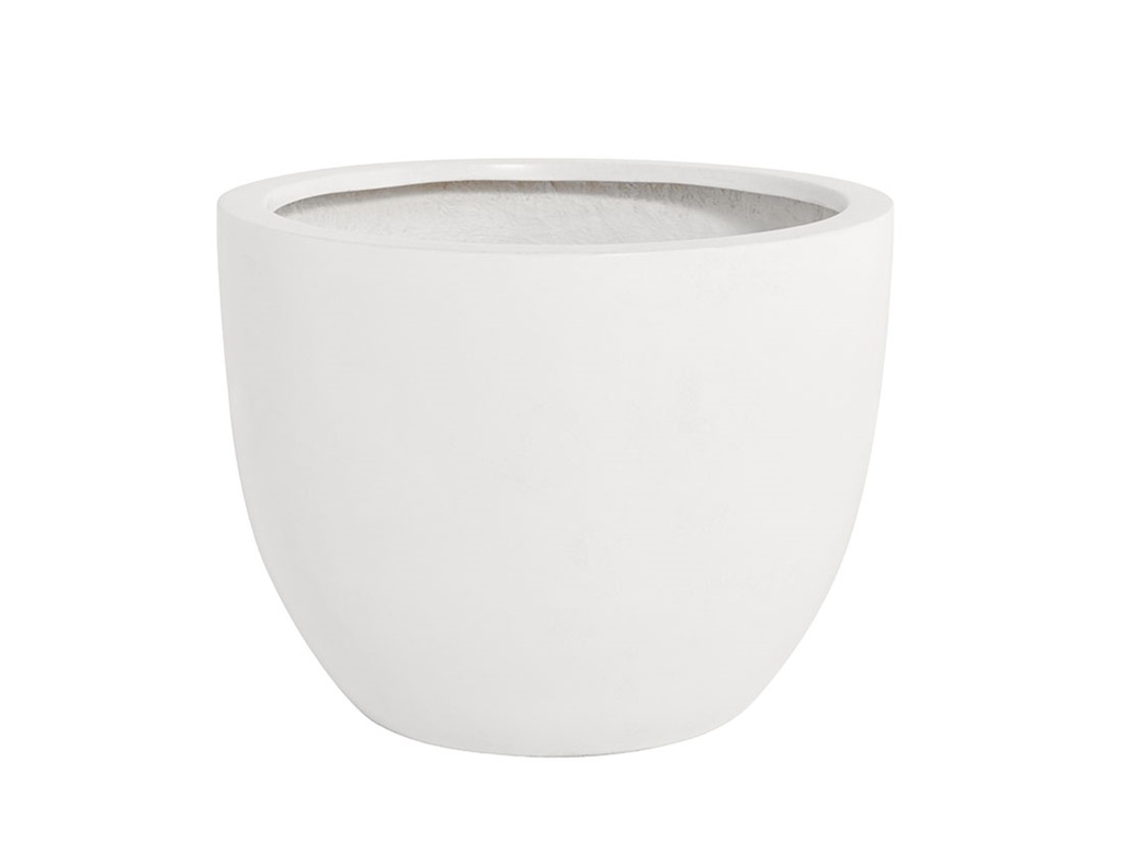 [FG-0012WHI-S3] DEEP BOWL PLANTER  WHITE POLY FIBER, SET OF 3- 27.5"x23.5", 19.5"x17.5", 15.5"x14"