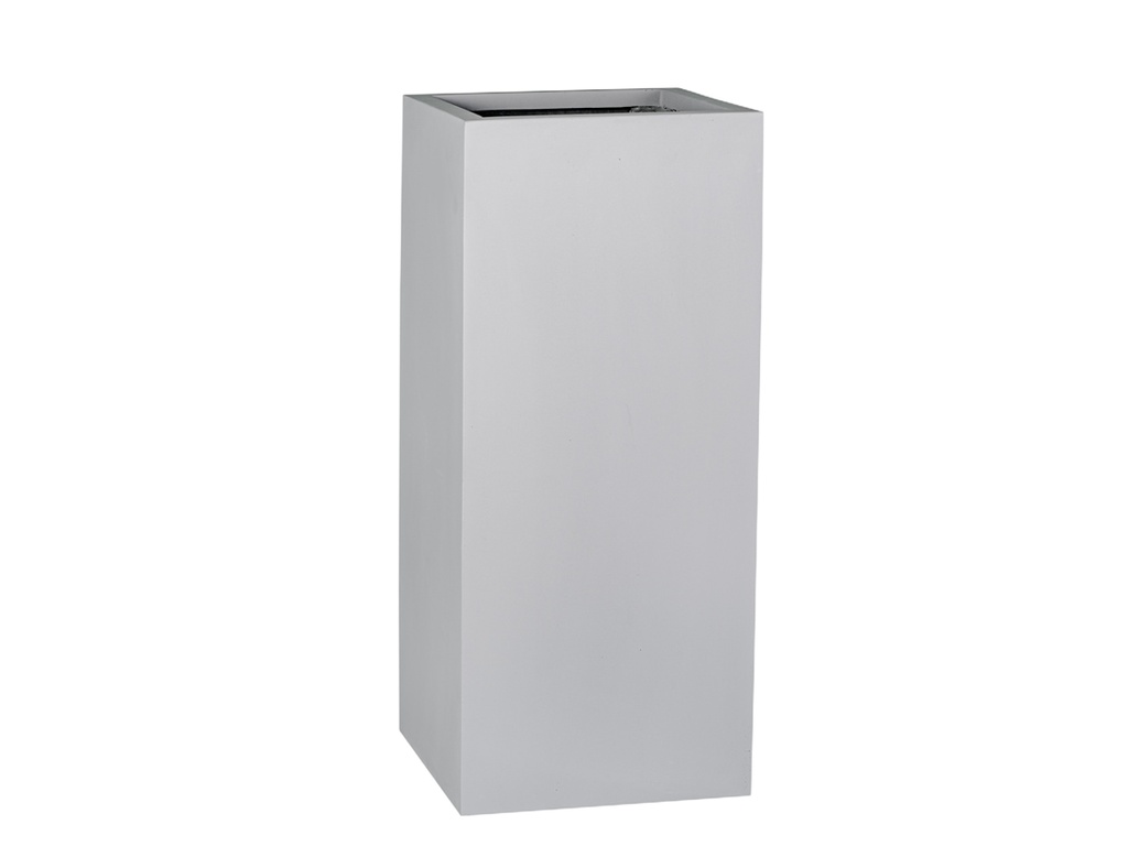 [FG-0126LGY-S2] TALL SQUARE PLANTER LIGHT GREY POLY FIBERS SET OF 2- 15"x15"x31.5" 12"x12"x27" (AB)