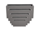 RECTANGULAR BOX PLANTER DARK GREY POLY FIBERS, SET OF 5- 59"x24.5"x27.5", 47"x19.5"x21.5", 39.5"x15.5"x19.5", 31.5"x12"x15.5" ,23.5"x10"x12"