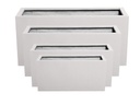 RECTANGULAR BOX PLANTER WHITE POLY FIBERS, SET OF 4-  47"x19.5"x21.5", 39.5"x15.5"x19.5", 31.5"x12"x15.5", 23.5"x10"x12"