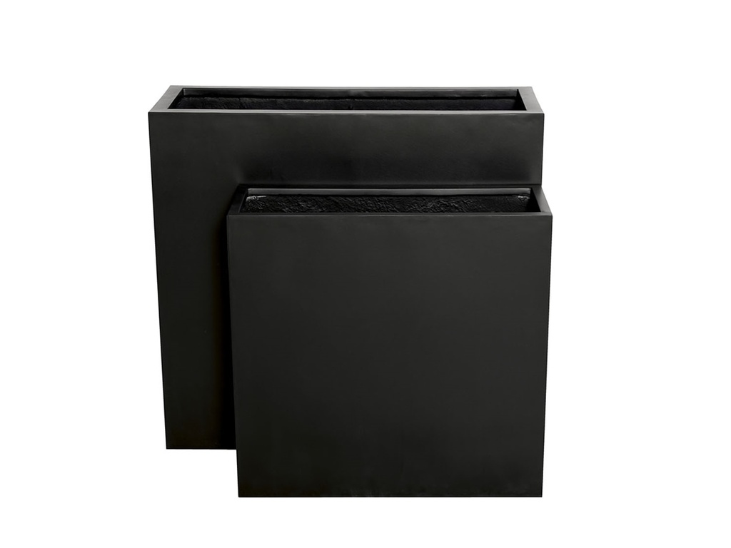 [FG-0128BLK-S2] RECTANGULAR TALL PLANTER BOX BLACK POLY - RESIN POTS, SET OF 2- 42.5"x15.5"x40" 33"x12"x31.5"