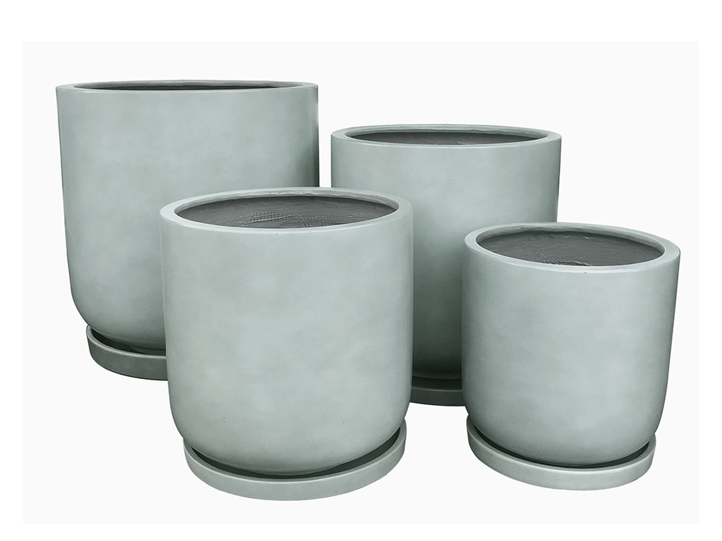 [FG-2002CLG-S4] U SHAPE PLANTER, CONCRETE LIGHT GREY, SET OF 4- 17.5"X17.5, 15.0"X15.0", 12.5"X12.5", 10.5"X10.5"