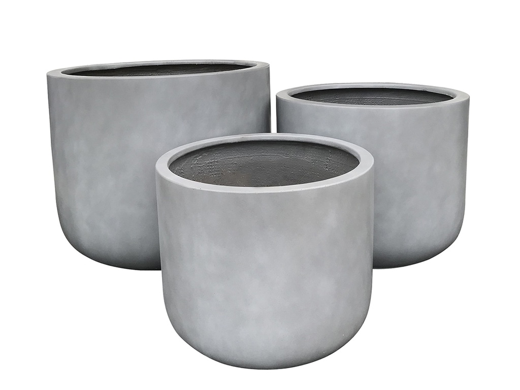 [FG-2003CMT-S3] FIBERCLAY U-SHAPE WITHOUT STANDS, CEMENT, SET OF 3 - 17.5"X15",  15"X12.5", 12.5"X10.5"