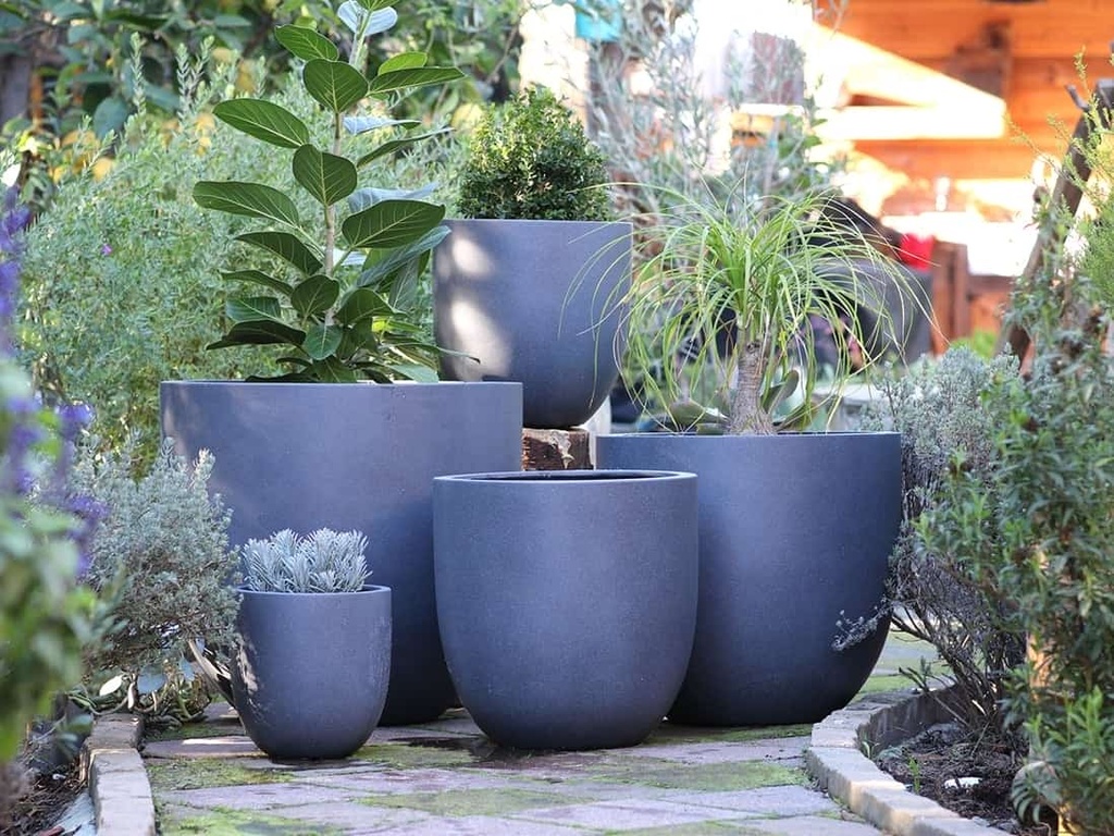 [FG-3001ESG-S5] DEEP BOWL PLANTER, ECOSTONE GREY, SET OF 5- 25.5"X23.5", 21.5"X20", 17.5"X17.5", 15"X12", 10"X9"