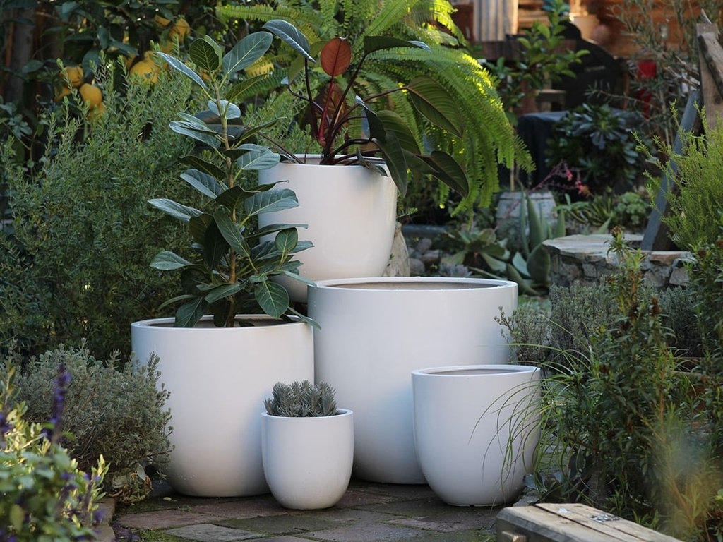 [FG-3001PWH-S5] DEEP BOWL PLANTER, PURE WHITE, SET OF 5- 25.5"X23.5", 21.5"X20", 17.5"X17.5", 15"X12", 10"X9"