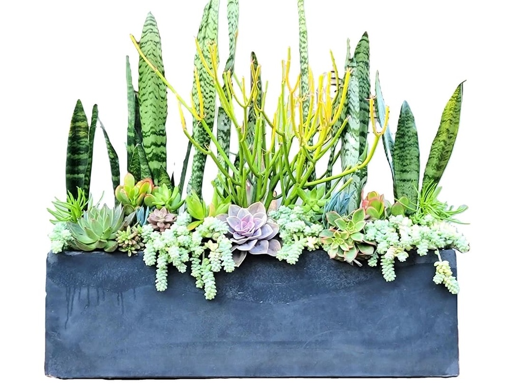 RECTANGULAR PLANTER, ECOSTONE GREY, SET OF 3- 39.5"x19"x19", 31.5"x15"x15", 23.5"x12"x12"