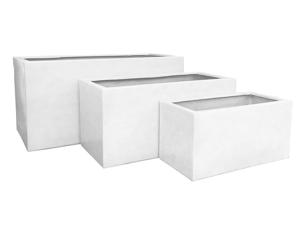 [FG-3005PWH-S3] RECTANGULAR PLANTER, PURE WHITE, SET OF 3- 39.5"x19"x19", 31.5"x15"x15", 23.5"x12"x12"