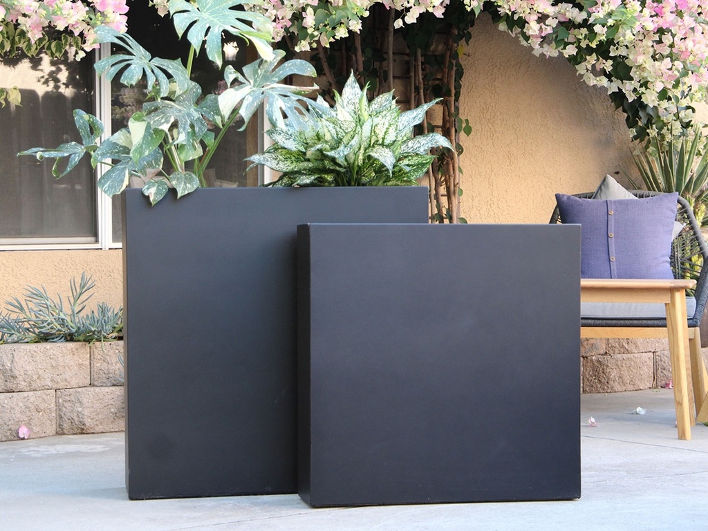 WALL RECTANGULAR PLANTER, BLACK, SET OF 2- 31.5"x12.0"x31.5", 27.5"x 8.5"x 27.5"