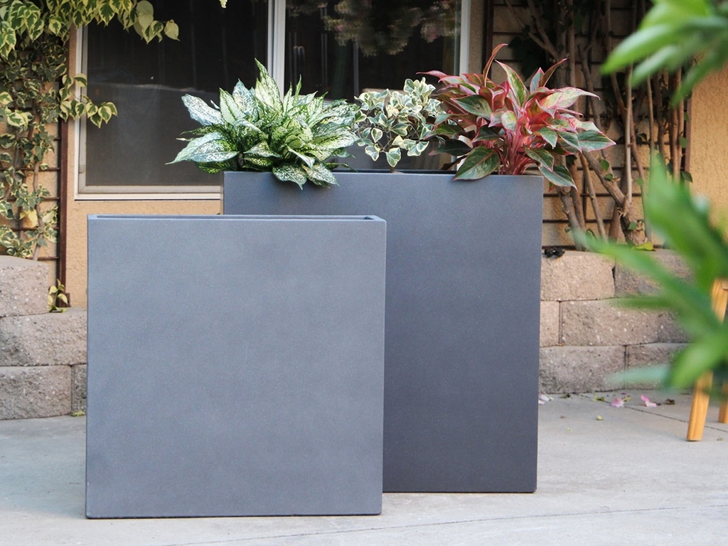 [FG-3006ESG-S2] WALL RECTANGULAR PLANTER, ECOSTONE GREY, SET OF 2- 31.5"x12.0"x31.5", 27.5"x 8.5"x 27.5"