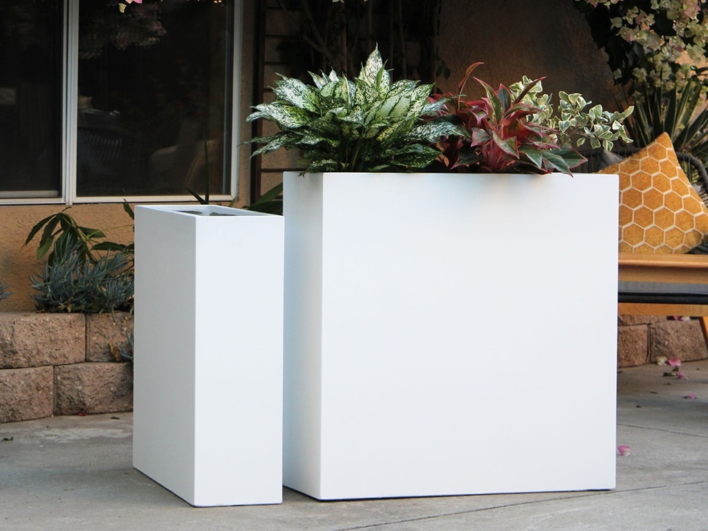WALL RECTANGULAR PLANTER, PURE WHITE, SET OF 2- 31.5"x12.0"x31.5", 27.5"x 8.5"x 27.5"