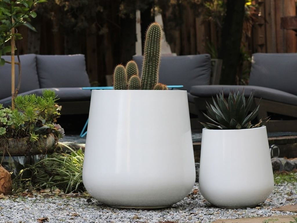 [FG-3121GWH-S2] TRUNK MID PLANER, GLOSSY WHITE, SET OF 2-  26"X26.5", 17.5"X18"