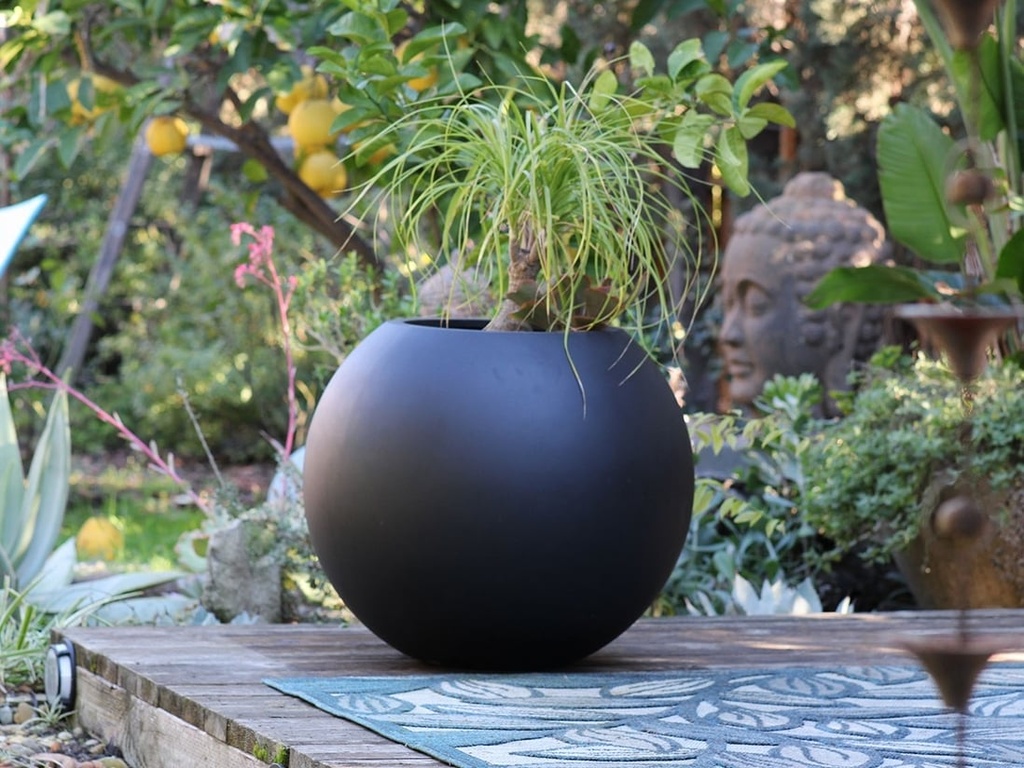 [FG-3123BLK-A] SPHERE PLANTER, BLACK, 26"X22.5"