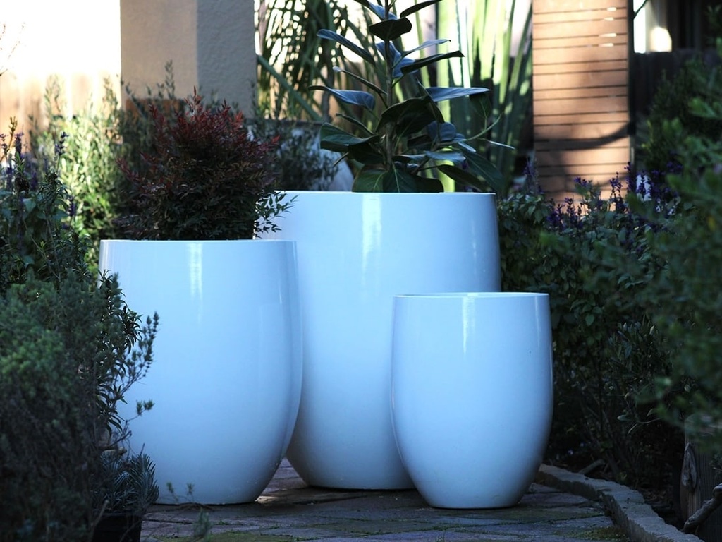 MILANO TALL PLANTER, GLOSSY WHITE, SET OF 3- 26"X32", 20.5"X27", 16"X21.5"