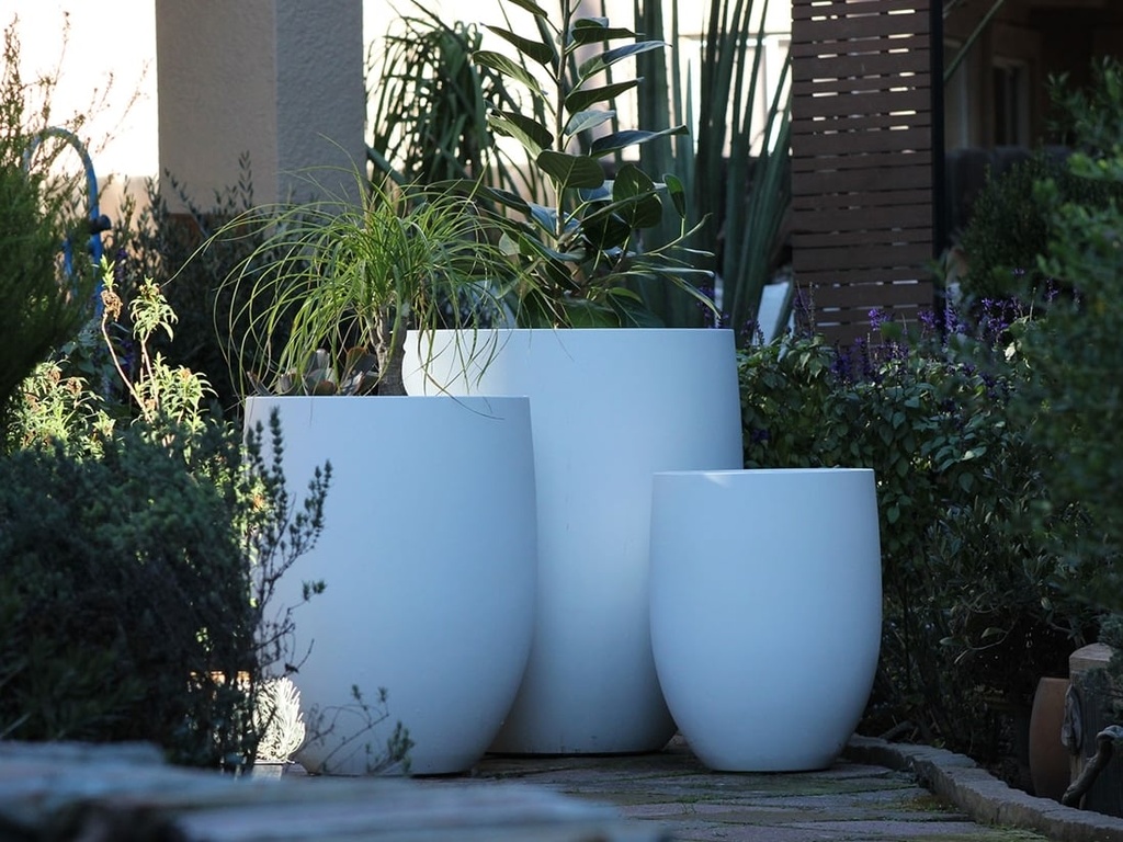 [FG-3166PWH-S3] MILANO TALL PLANTER, PURE WHITE, SET OF 3- 26"X32", 20.5"X27", 16"X21.5"