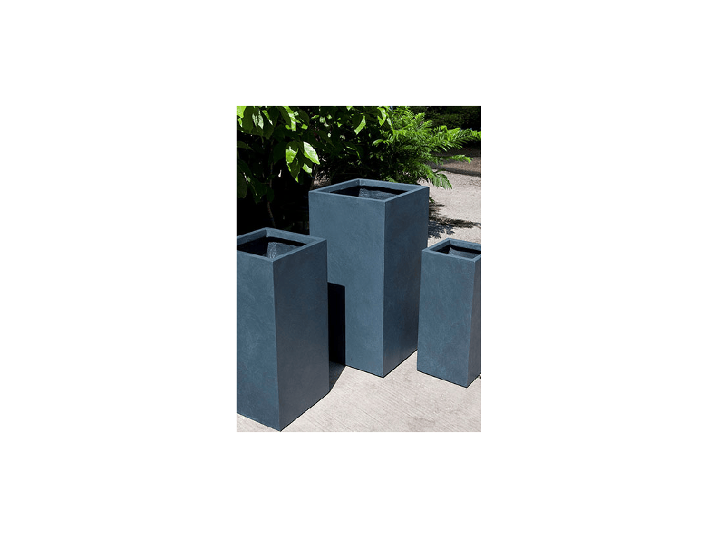 TALL SQUARE FIBER PLANTER, DARK GREY, SET OF 3 - 14.0"x28.0", 11.0"x24.0", 9.0"x21.0"