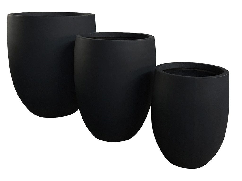 MILANO TALL FIBER PLANTER, BLACK, SET OF 3 - 27.5"x32.0" 21.5"x27.0" 17.0"x21.5"