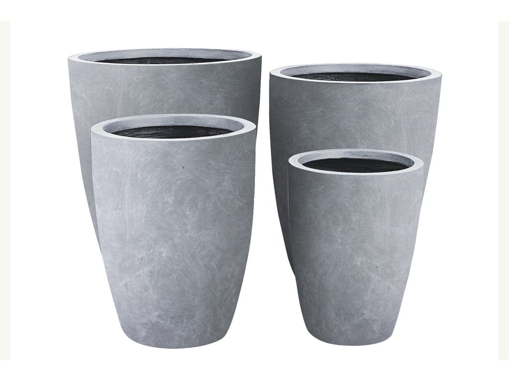CASTRO URBAN PLANTER, CONCRETE LIGHT GRAY, SET OF 4 - 20.0"X18.5", 16.5"X15.5", 13.5"X12.5", 10.5"X10.0"