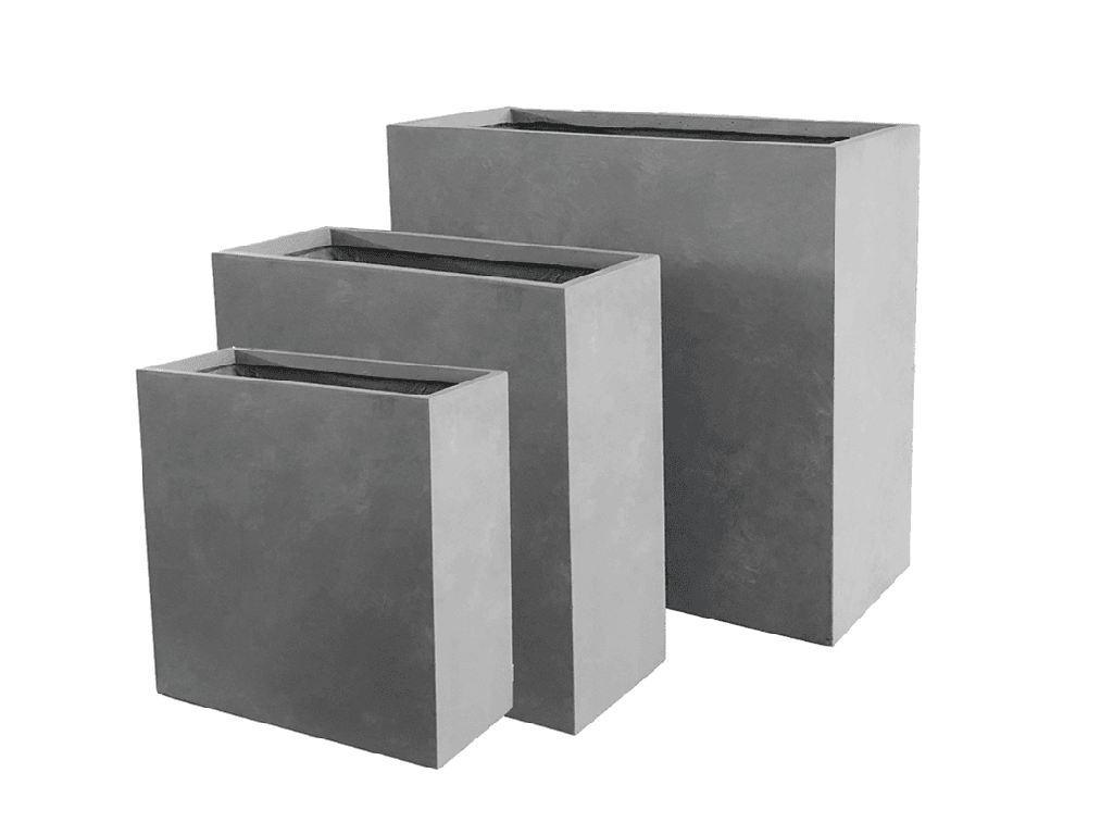 WALL RECTANGULAR, CONCRETE LIGHT GREY, SET OF 2 - , 23.5"X10.0"X23.5", 19.5"X7.0"X16.0", BC