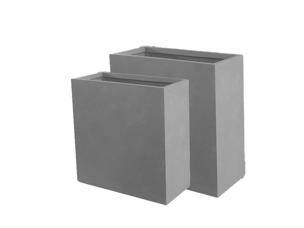 [FS-0146CMG-S2] WALL RECTANGULAR, CEMENT GREY, SET OF 2 - 23.5"X10.0"X23.5", 19.5"X7.0"X16.0, BC