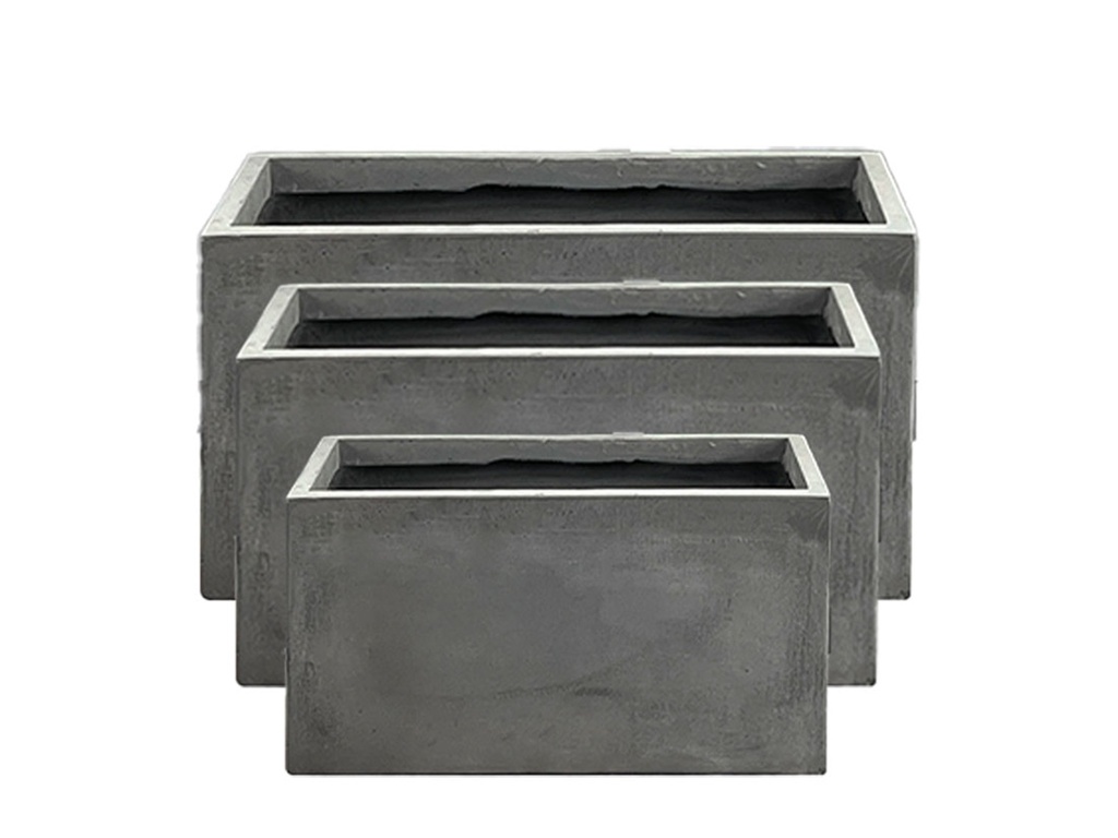 [FS-0147CMG-S3] RECTANGULAR FIBER PLANTER, CEMENT GREY, SET OF 3 - 32.0" X 13.0" X 15.5", 24.0" X 10.5" X 12.0", 19.5"x7.5"x8.0", BCD