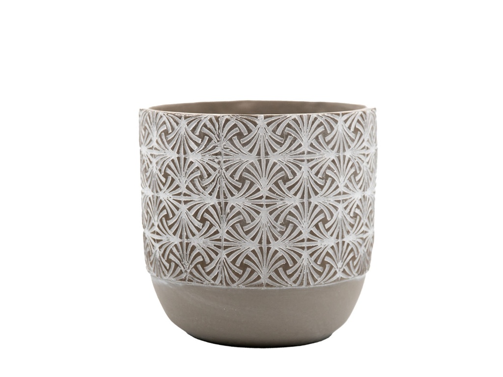 FLOWER PATTERN POT, CONCRETE GREY, 7.5"X7.5"