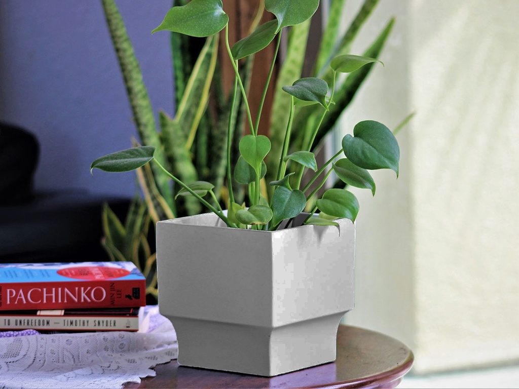 ART DÉCOR SQUARE PLANTER, CONCRETE LIGHT GREY, 6.5"X6.5" SOLD IN CASE OF 6