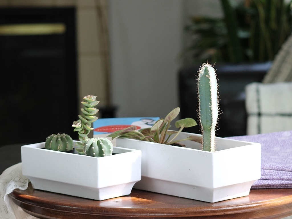 [IC-0043BLW-C6] ART DÉCOR RECTANGULAR PLANTER, BLANK WHITE, 9.5"X4.5"X3.5" SOLD IN CASE OF 6