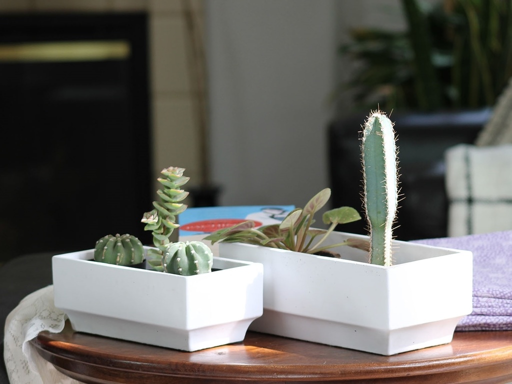 ART DÉCOR RECTANGULAR PLANTER, BLANK WHITE, 8.0"X4.0"X3.0" SOLD IN CASE OF 8