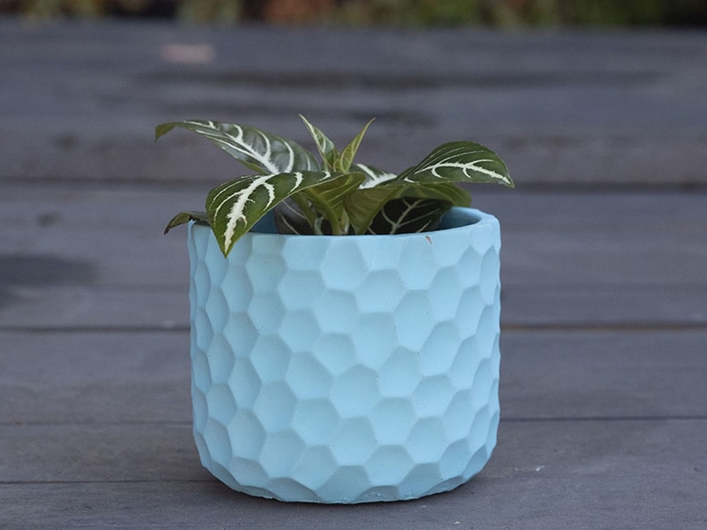 [IC-0051SKB-C6] ART DÉCOR HONEY COMB PLANTER, SKY BLUE, 6.5"X6.0" SOLD IN CASE OF 6