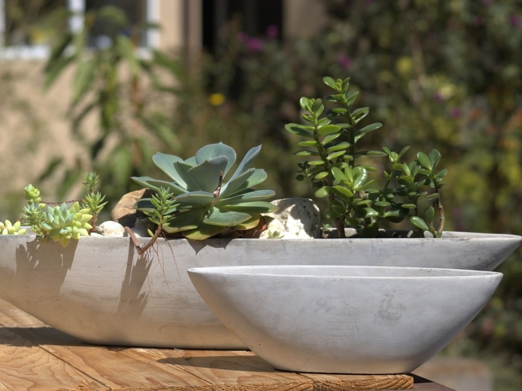 CANOE CONCRETE PLANT VESSEL SMALL, POLISH CONCRETE, 12 PCS/CASE, 11.0''x4.0''x3.5''