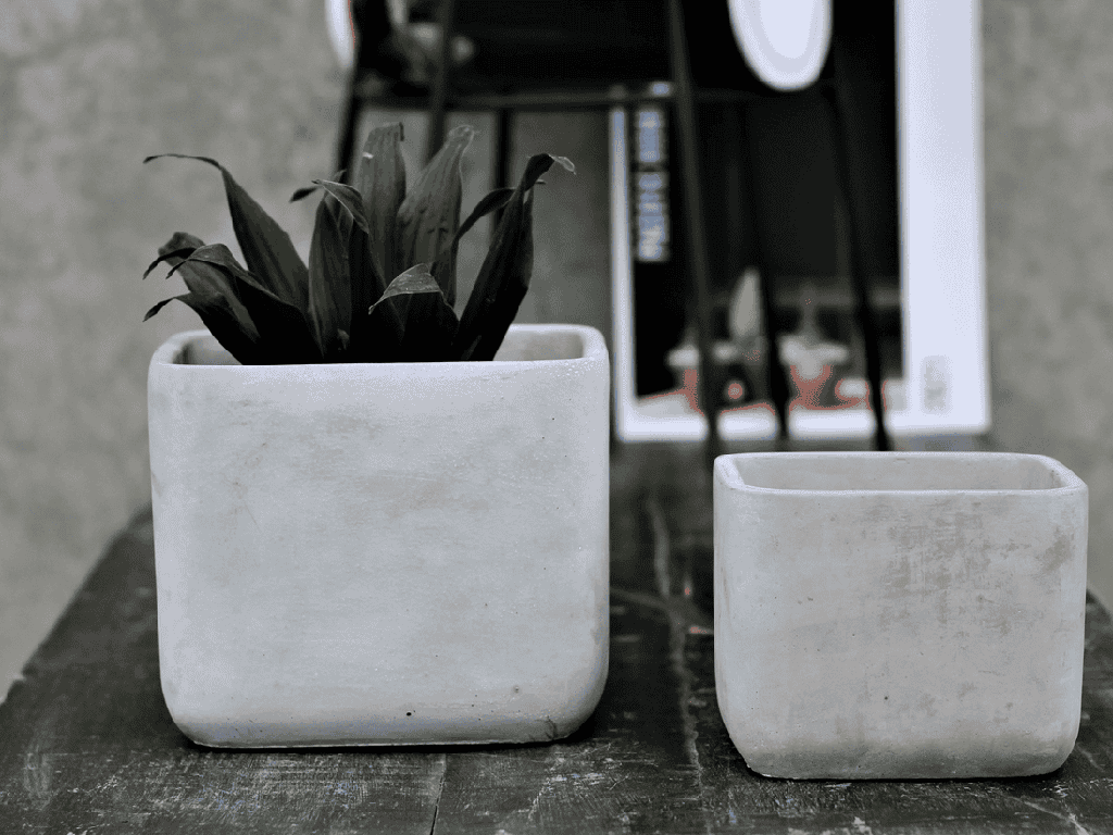 SQUARE BOX CONCRETE PLANT VESSEL, POLISH CONCRETE, 4PCS/CASE, 7.0''x6.0''