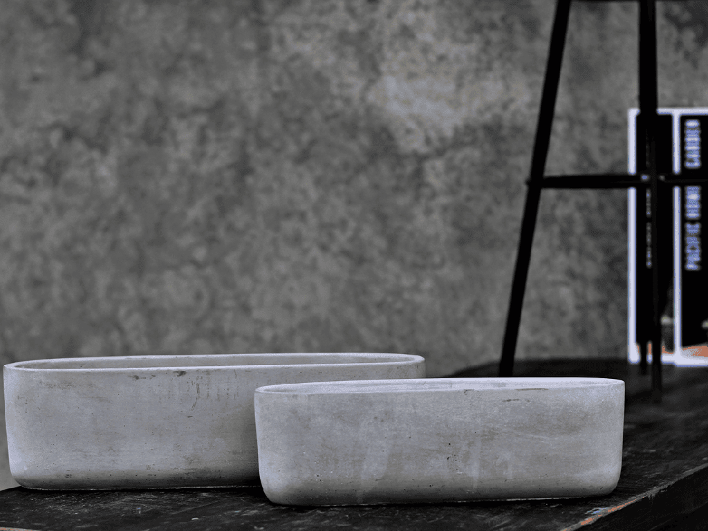 [IC-2201PCC-C6] LOW OVAL CONCRETE PLANT VESSEL, POLISH CONCRETE, 6 PCS/CASE, 13.0''x4.5''x4.0''