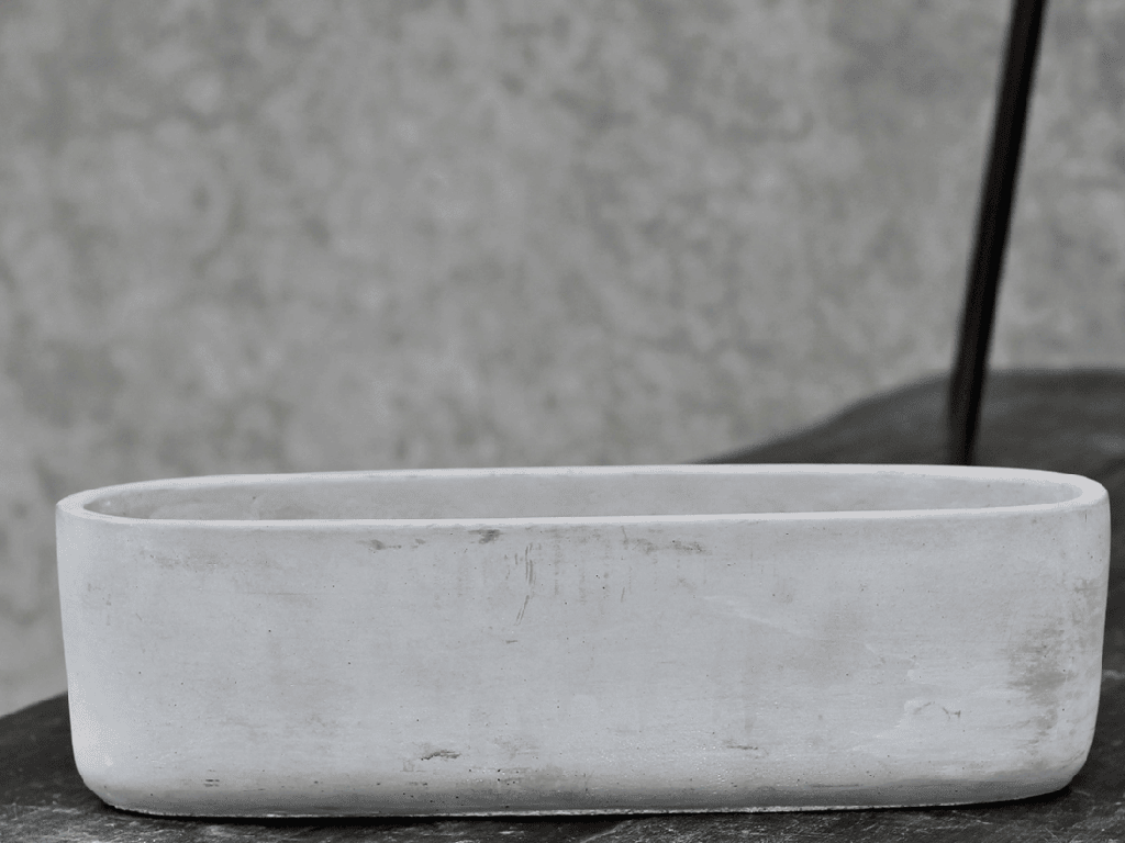 [IC-2202PCC-C8] LOW OVAL CONCRETE PLANT VESSEL, POLISH CONCRETE, 8 PCS/CASE, 11.0''x4.0''x3.5''