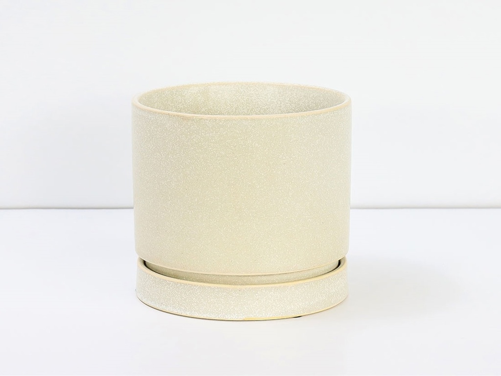 CARMEL ATTACHED SAUCERS PLANTERS, WHITE DAISY, 6.0"X5.5", CASE OF 6