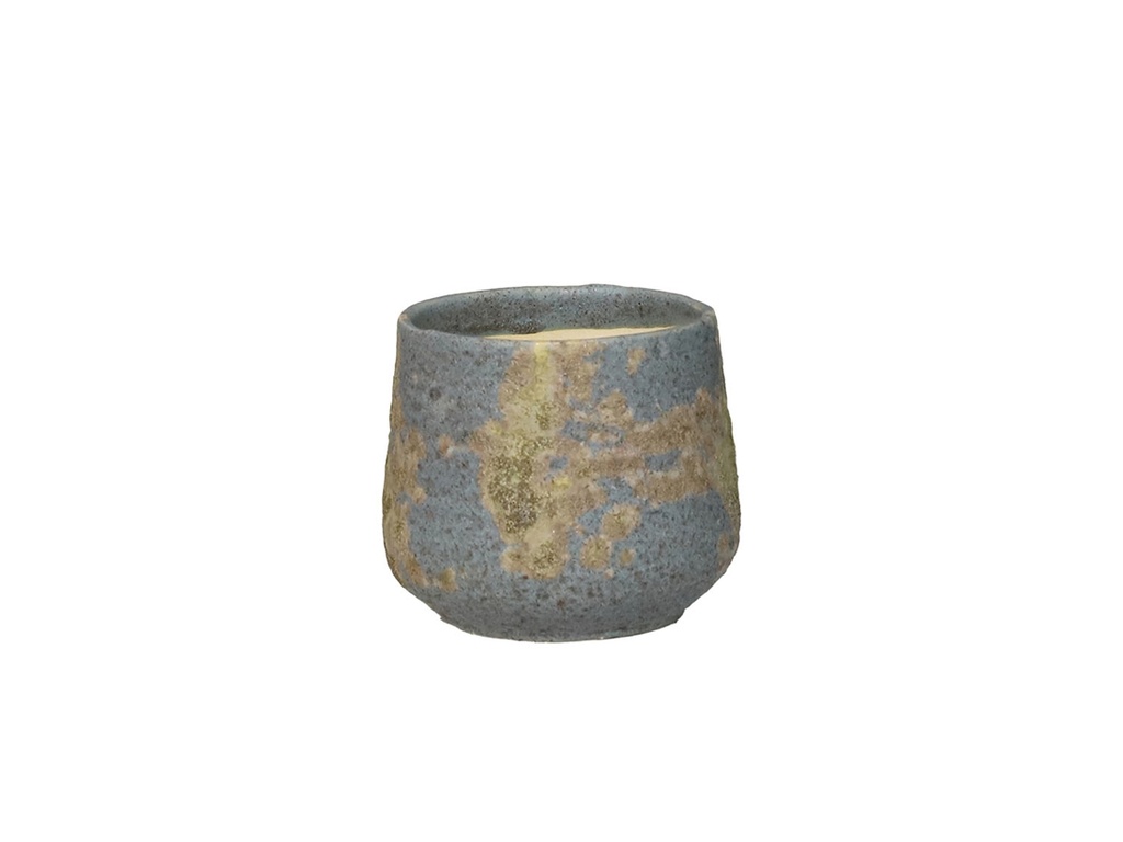 [IP-DG2250BLR-D-C6] ROUND HAND FORMED PLANTER, BLUE STONE RUST, 4.5"X4.0", SOLD IN CASE OF 6