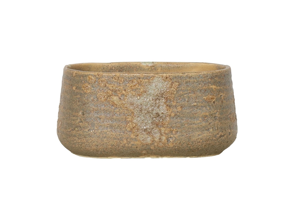 OVAL HAND FORMED PLANTER, BROWN STONE RUST, 6.5'x3.5'x3'SOLD IN CASE OF 8