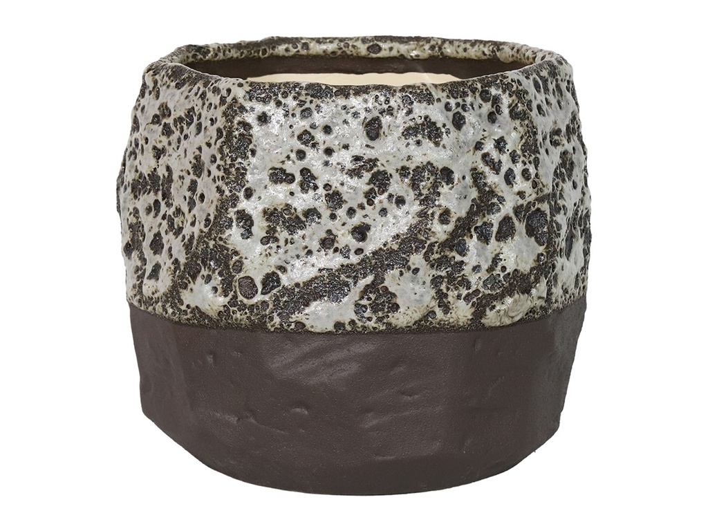 [IP-DG2254LWH-B-C4] HEXAGON HANDFORMED PLANTER, LAVA WHITE, 6.5'x6.5'x5.5'SOLD IN CASE OF 4