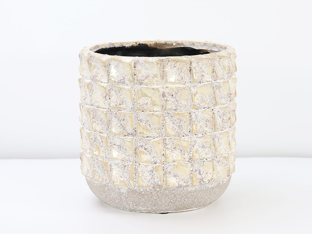 SALINAS PLANTERS, SPONGED CREAM, 7.0"X7.0", CASE OF 4