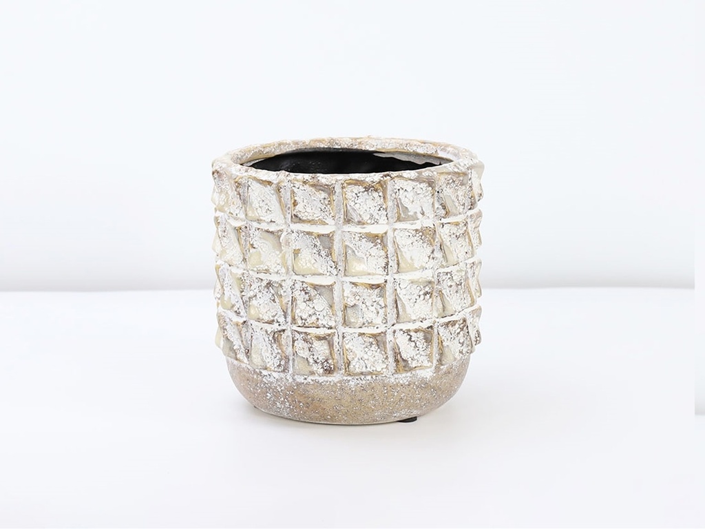 [IP-DG2260SCR-C-C6] SALINAS PLANTERS, SPONGED CREAM, 5.5"X5.0", CASE OF 6