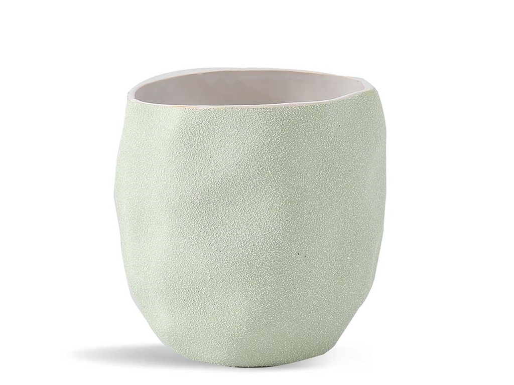 HAND FORMED GROWER POT, SAND SAGE GREEN, 6.5"X6.5", CASE OF 4