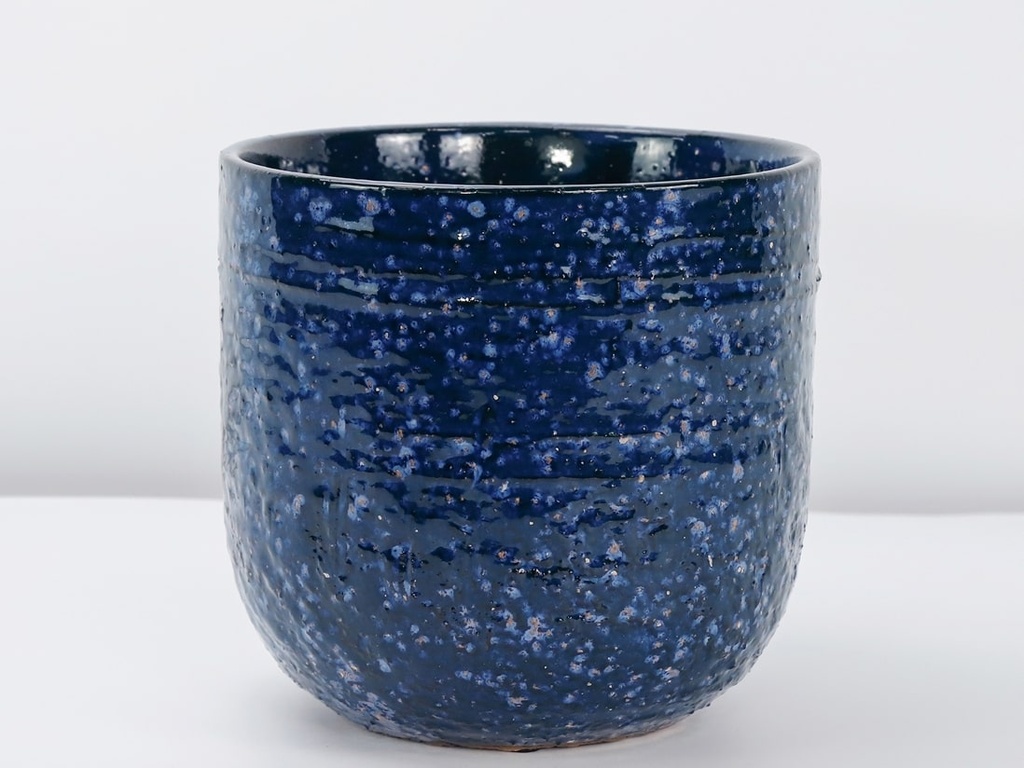 PEBBLE BEACH PLANTER, INDIGO SPLASH, 6.5"X6.0", CASE OF 4