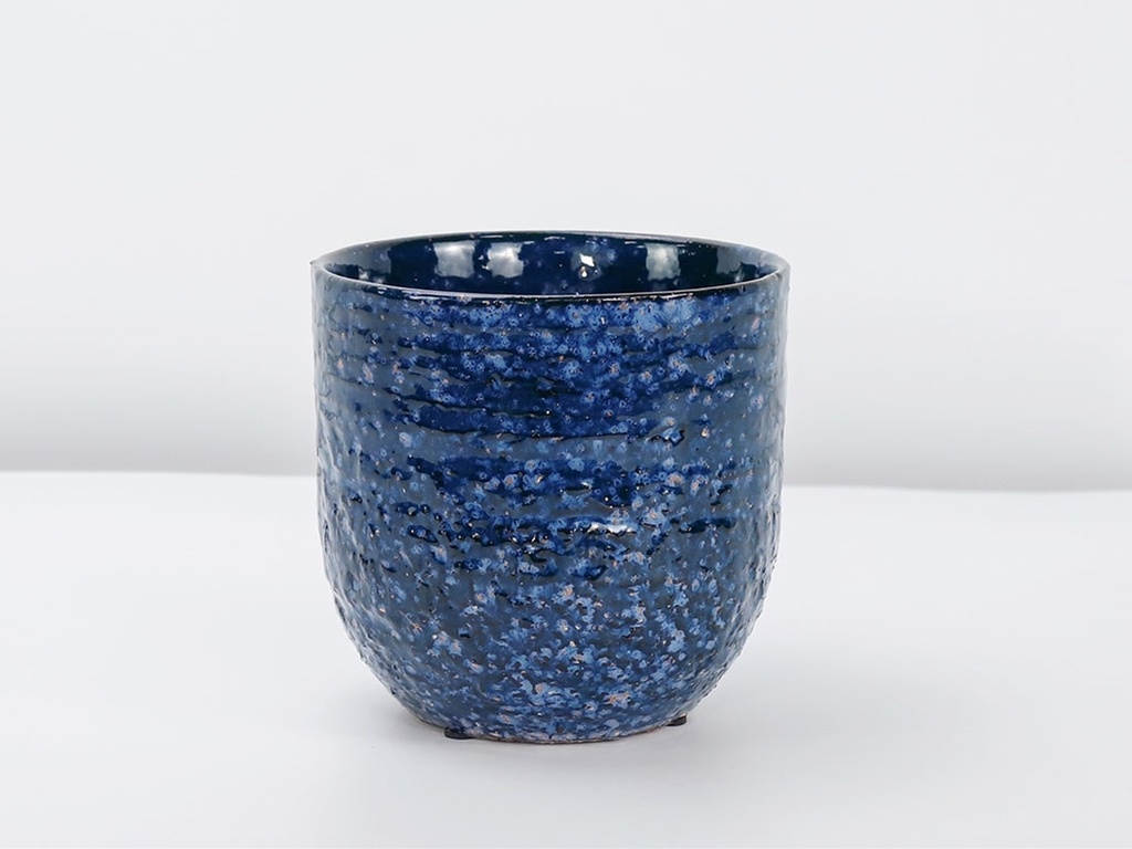 PEBBLE BEACH PLANTER, INDIGO SPLASH, 4.5"X4.5", CASE OF 8